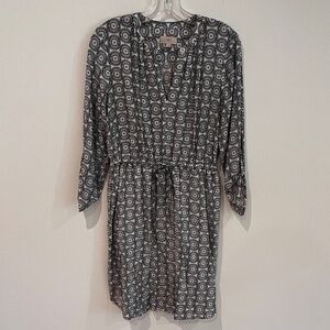 LOFT Black & White Geometric Print Lightweight Work Dress - Women's Size Small